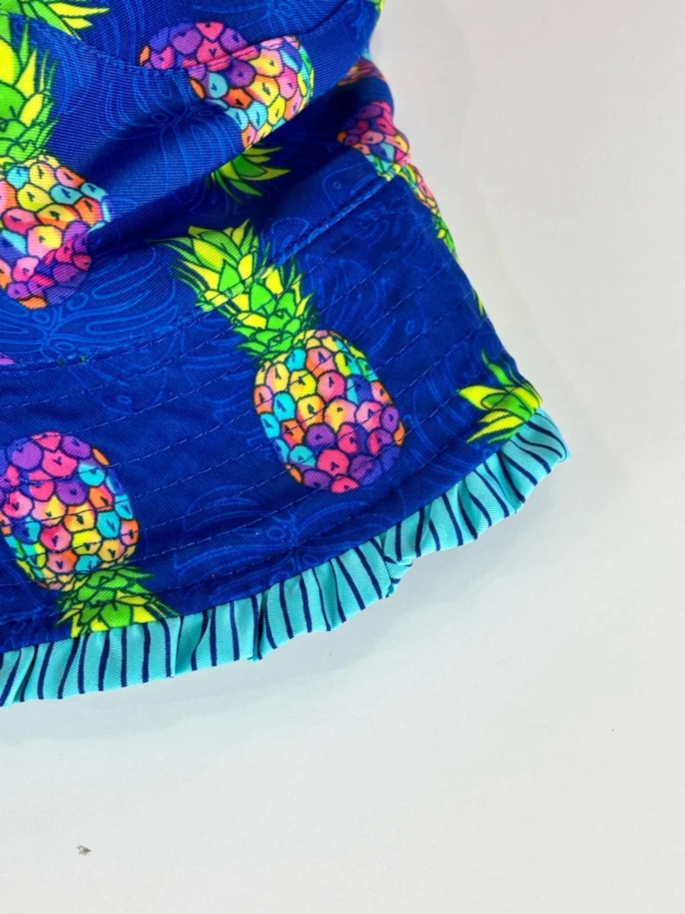 UV Skinz Reversible Kids Bucket Hat - Teal Stripe & Navy Pineapple 5